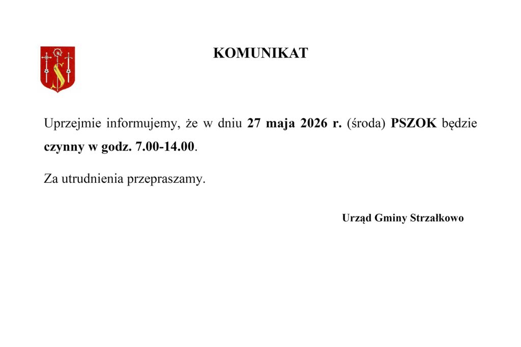 KOMUNIKAT W SPRAWIE ZAMKNIĘCIA PSZOK